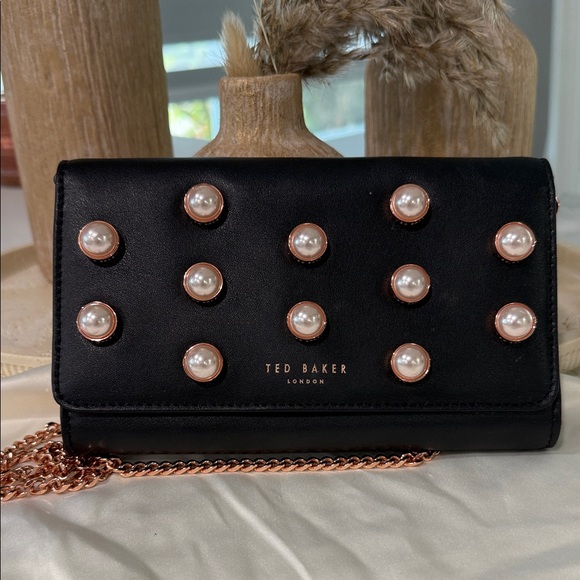 Ted Baker Black Pearl-Stud Bag Rose Gold + Pearls - Picture 15 of 16